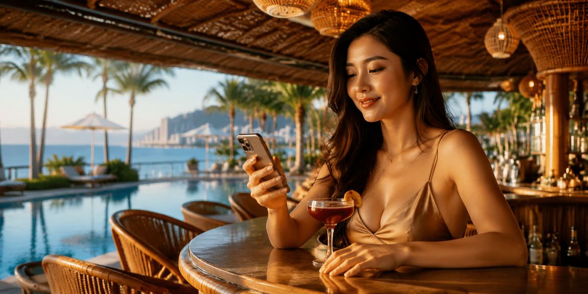 Người dùng tại Nha Trang trải nghiệm slot game trực tuyến với nón lá truyền thống